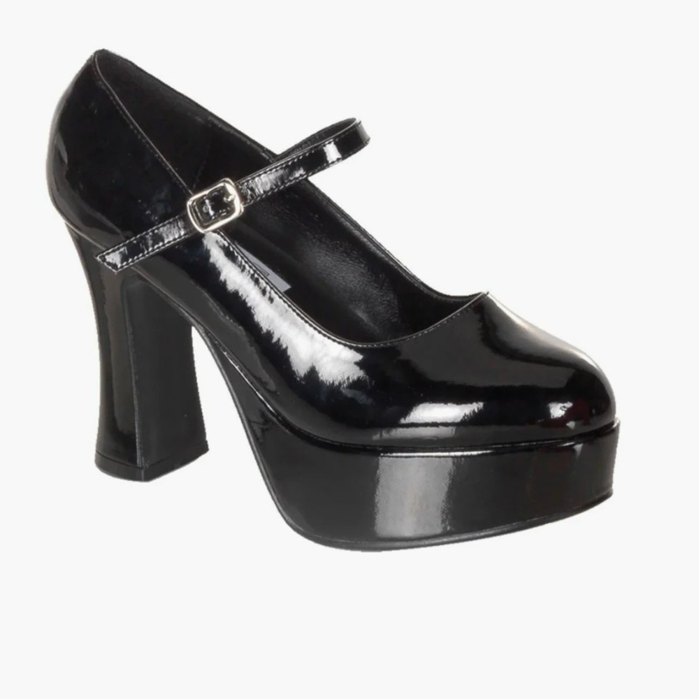 Black Platform Mary Jane Heels Patent Leather Goth Whimsigoth Indie Halloween